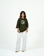 Defaith Olive World Oversized Tee